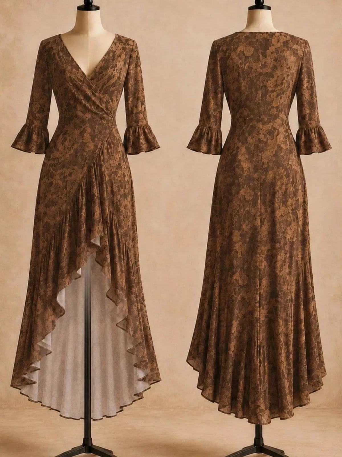 High-Low Ruffled Maxi Dress