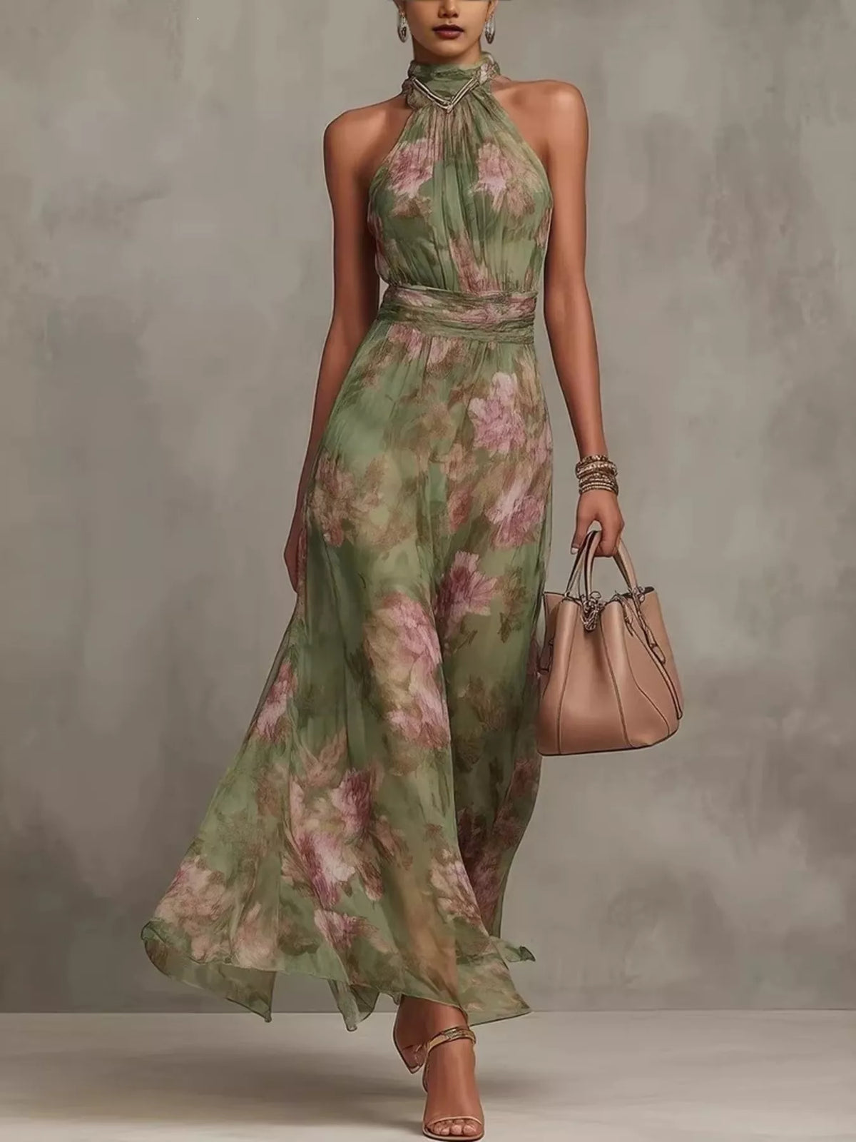 Floral Print Tiered Maxi Dress, Plus Size