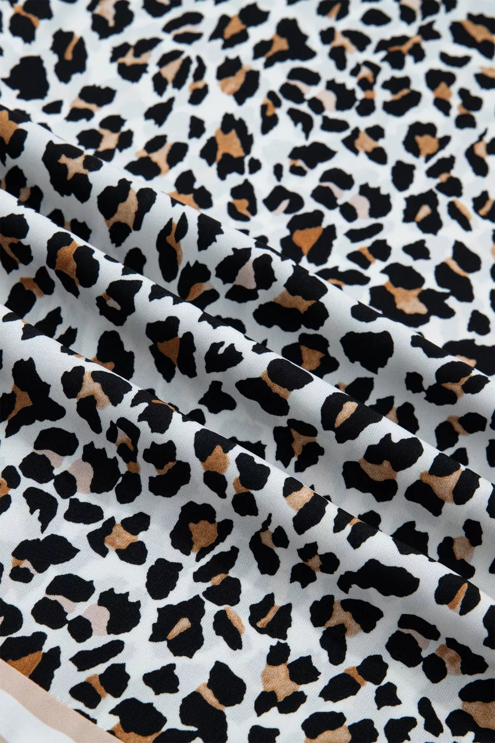 Leopard Print Colorblock-Trim Midi Dress