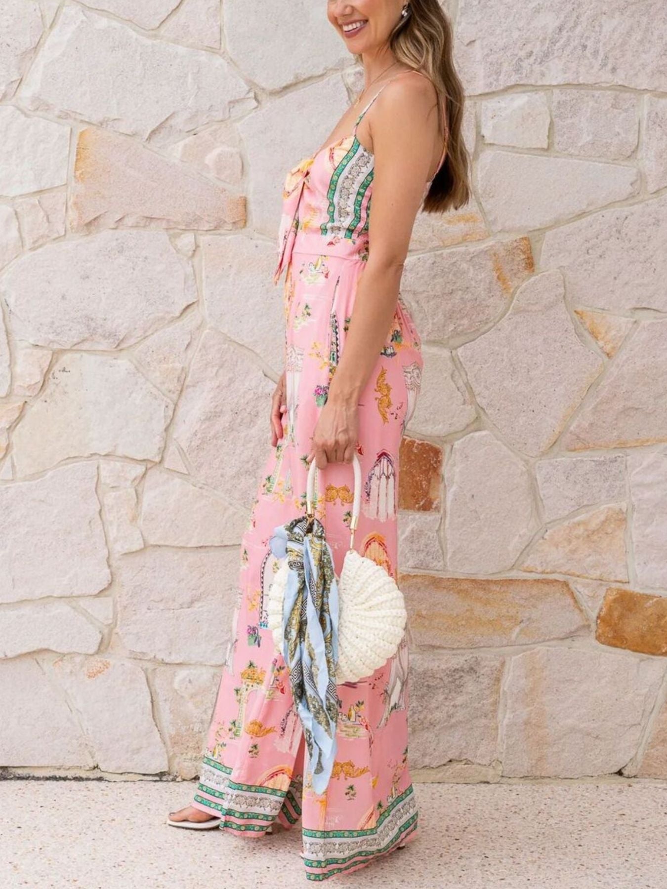 Tie-Front Wide Leg Jumpsuit