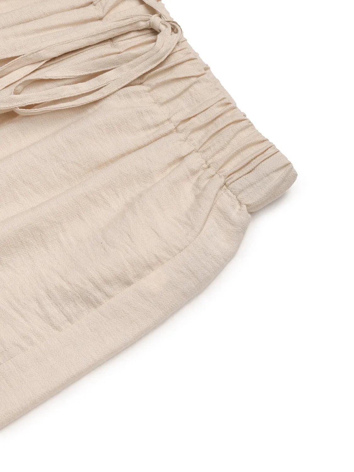 Drawstring Wide Leg Pants in Tan
