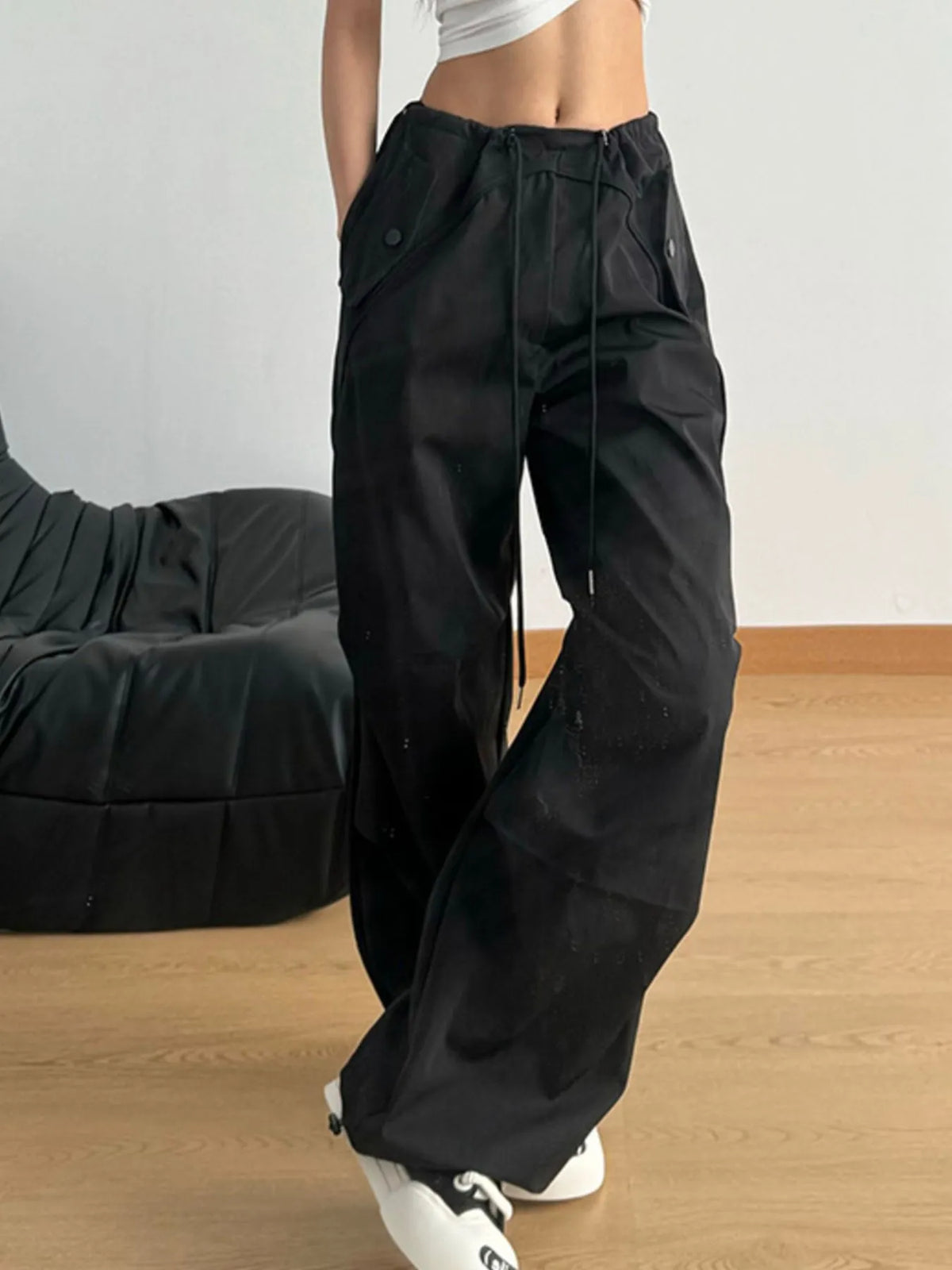 Drawstring Wide Leg Pants