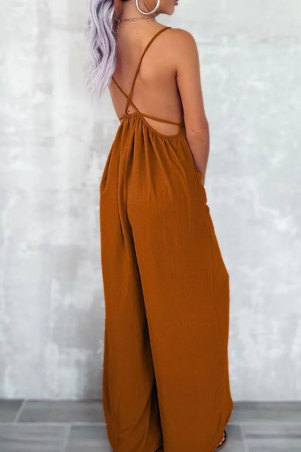 Spaghetti Strap Wide Leg Jumpsuit