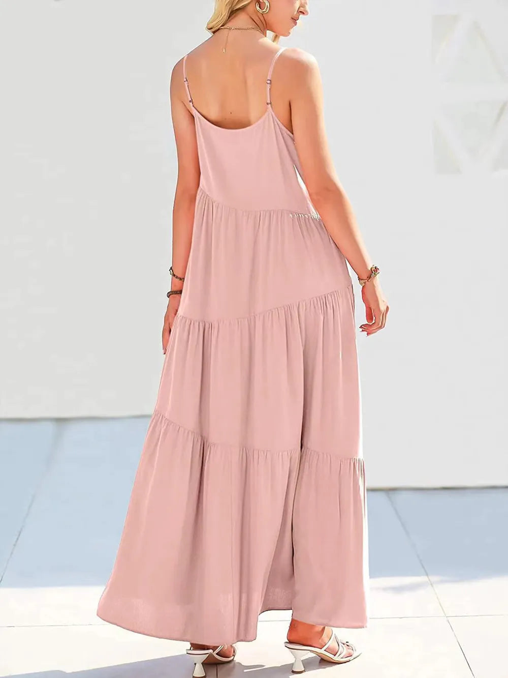 Ruched Tiered Spaghetti Strap Dress