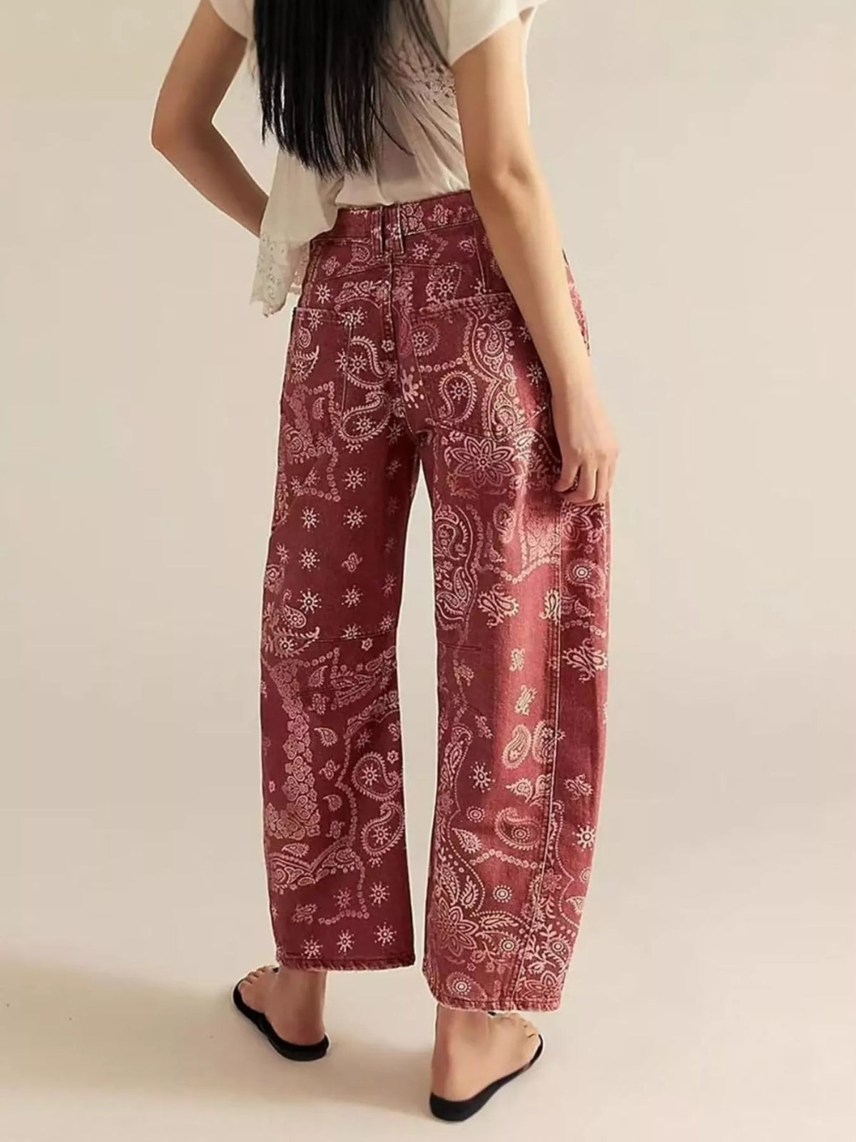 Printed Wide Leg Jeans