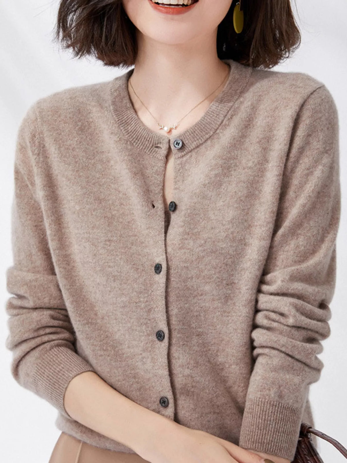 Crew Neck Button-Down Cardigan