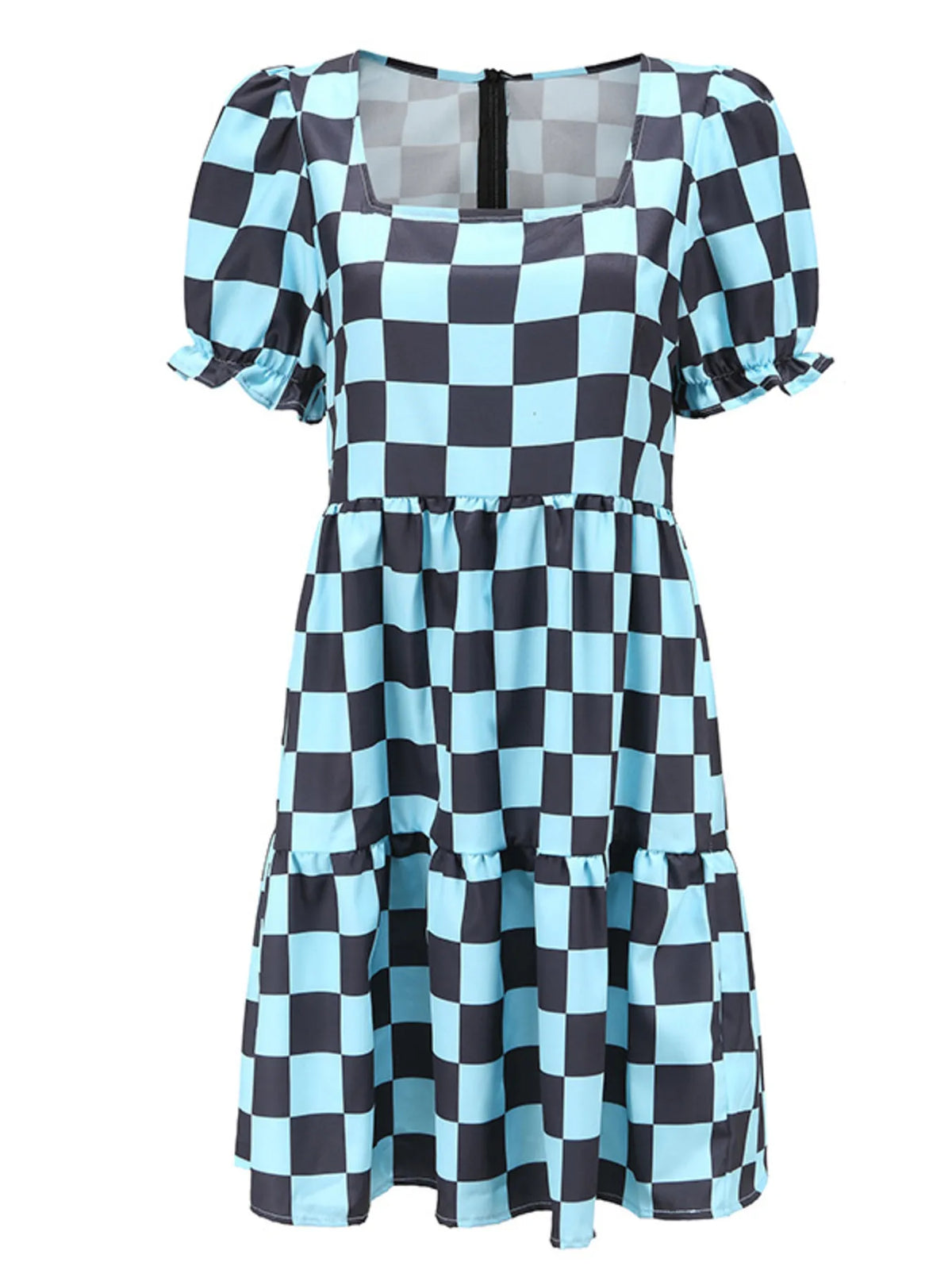 Checkered Tiered Mini Dress by ArtisticExpression