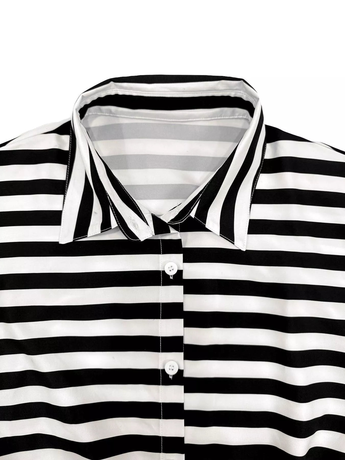 Striped Button-Up Belted Romper