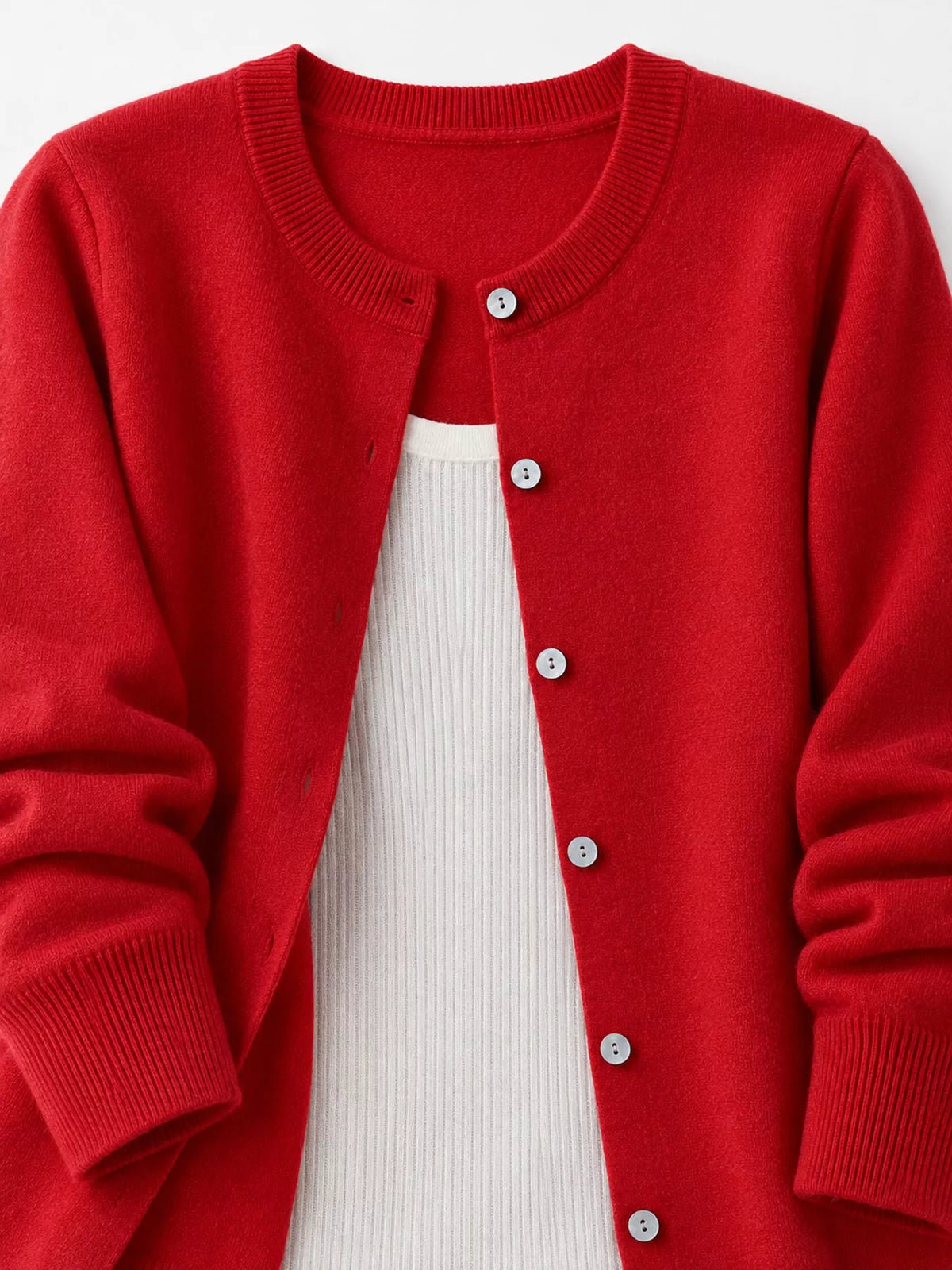 Crew Neck Button-Down Cardigan
