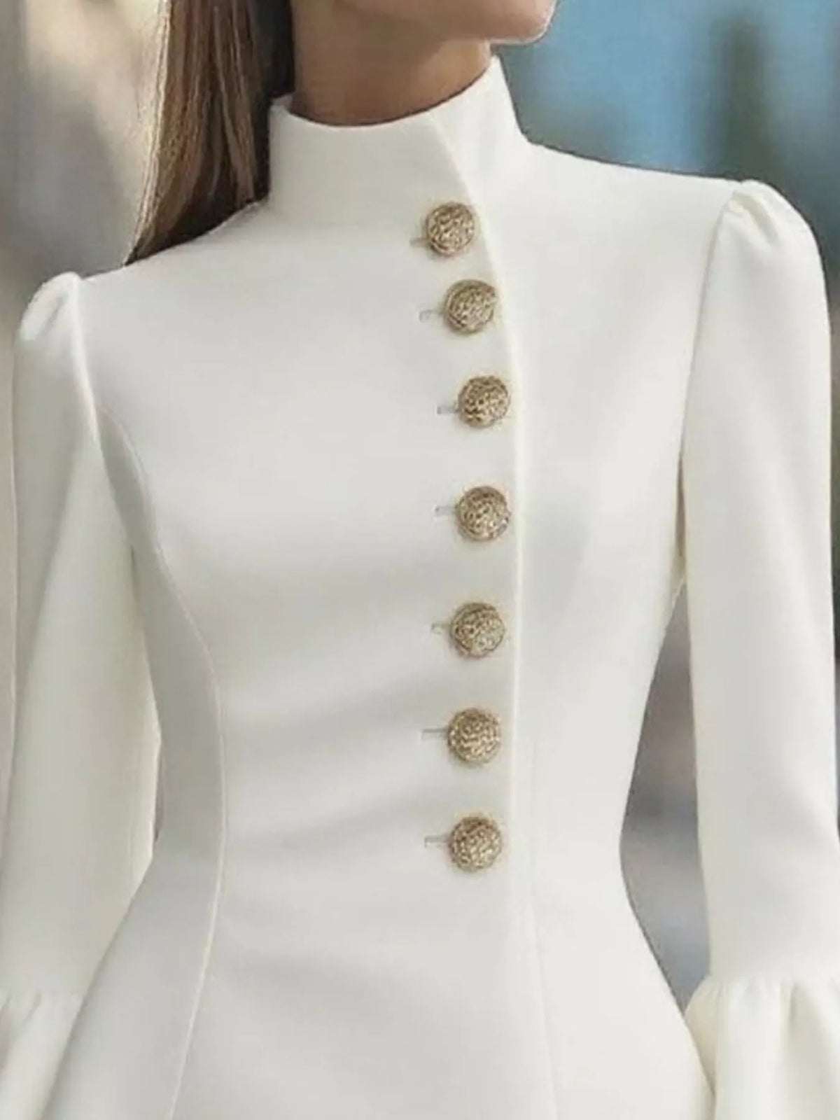 Bell Sleeve Mini Dress with Front Buttons