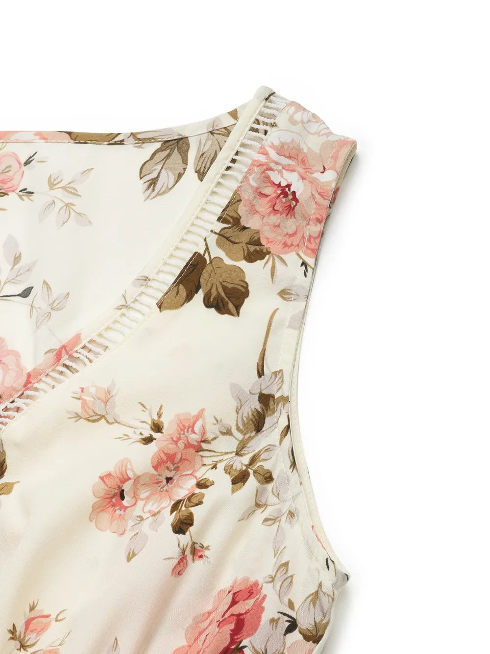Tiered Ruffled Hem V-Neck Dress in Cream