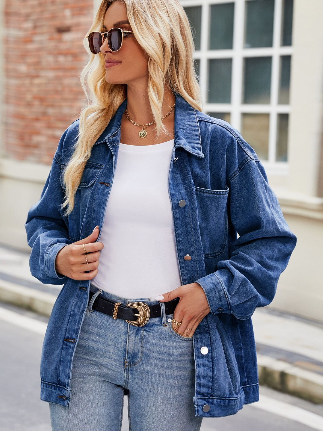 Classic Button-Up Denim Jacket by Manny