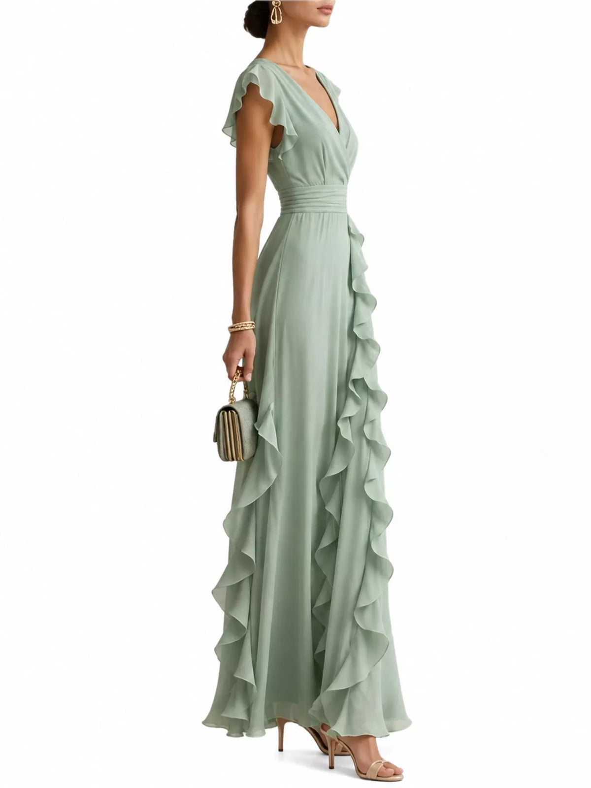 Ruffled Surplice Maxi Dress