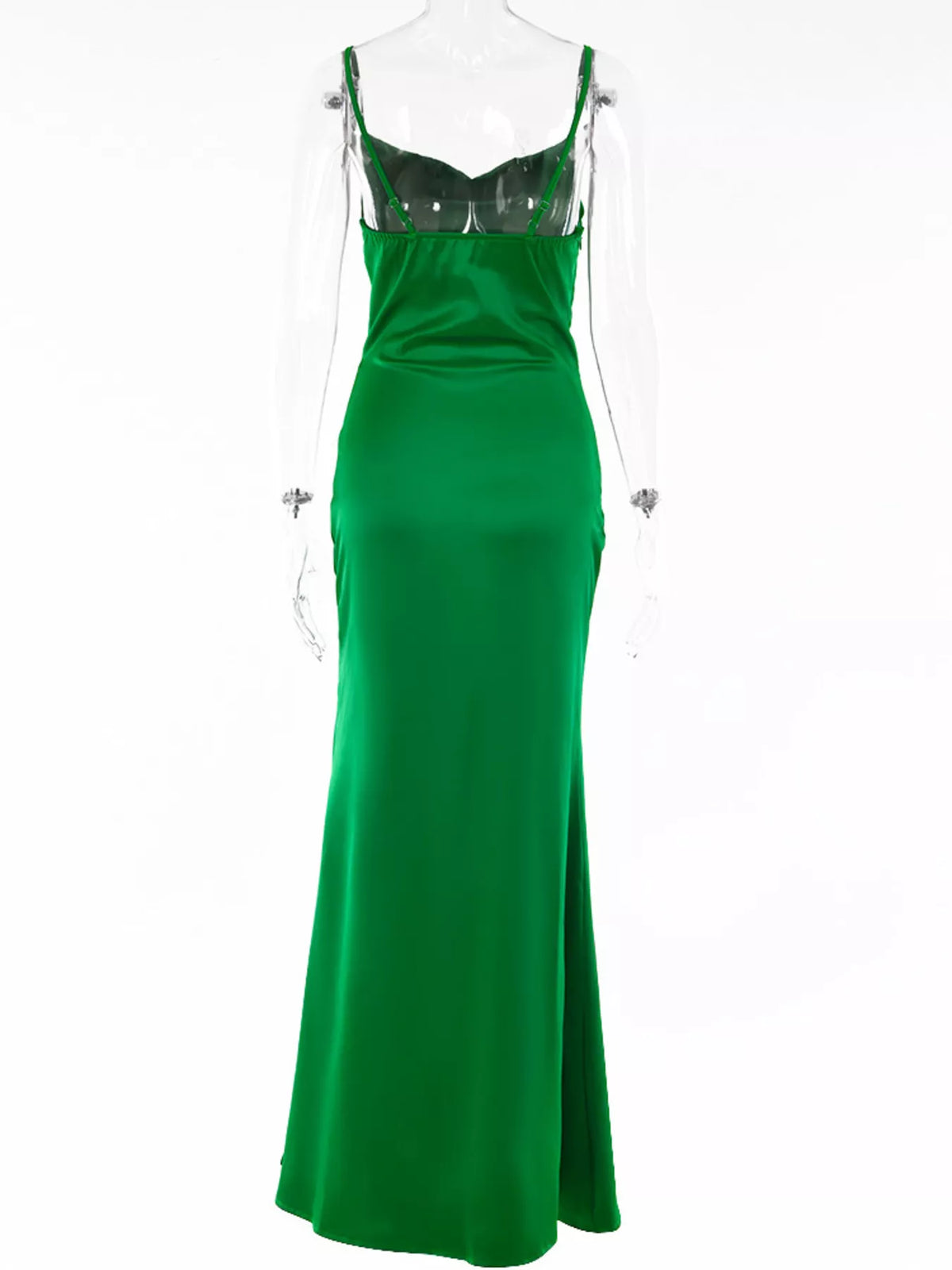 Ruched Split Spaghetti Strap Maxi Dress by Elegant Elements