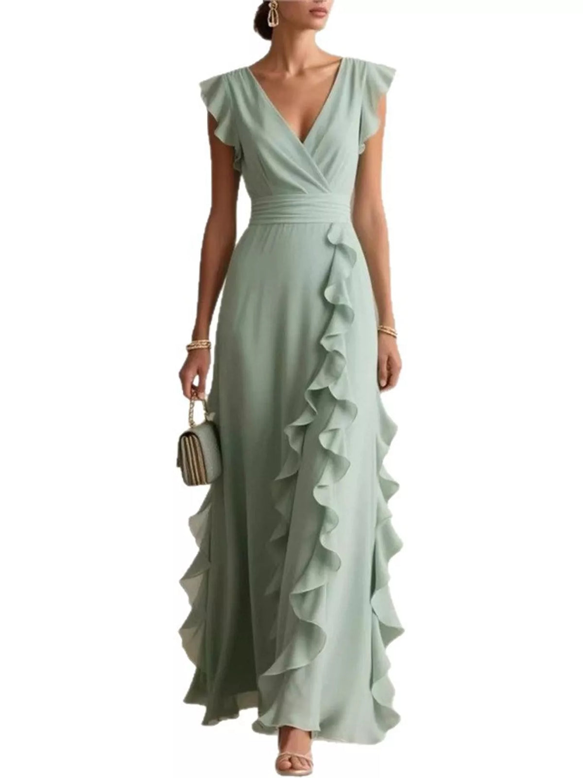 Ruffled Surplice Maxi Dress