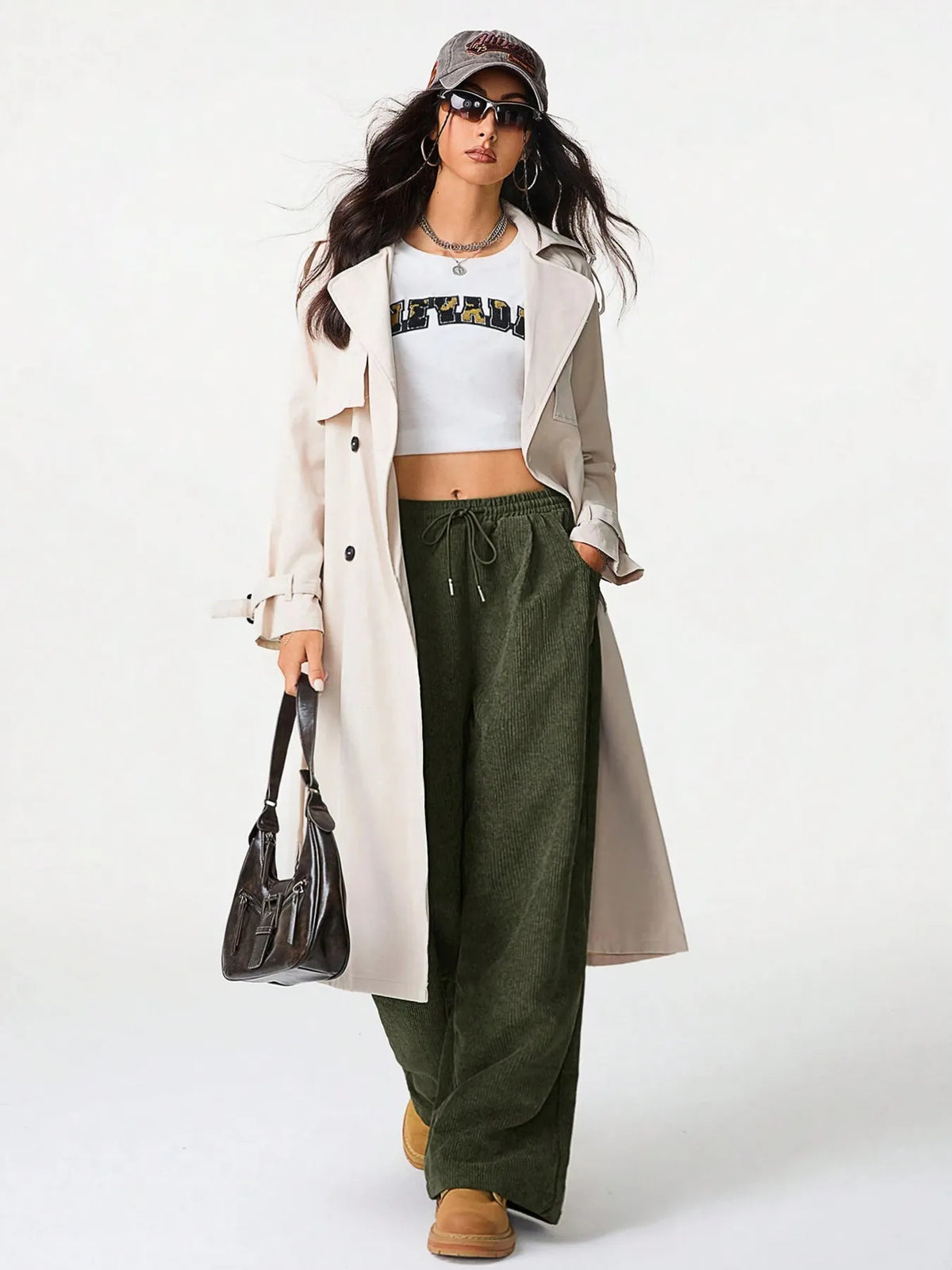 Relaxed Wide Leg Drawstring Pants