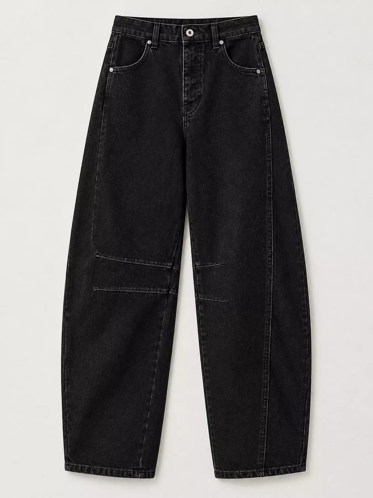 Washed Barrel-Leg Jeans