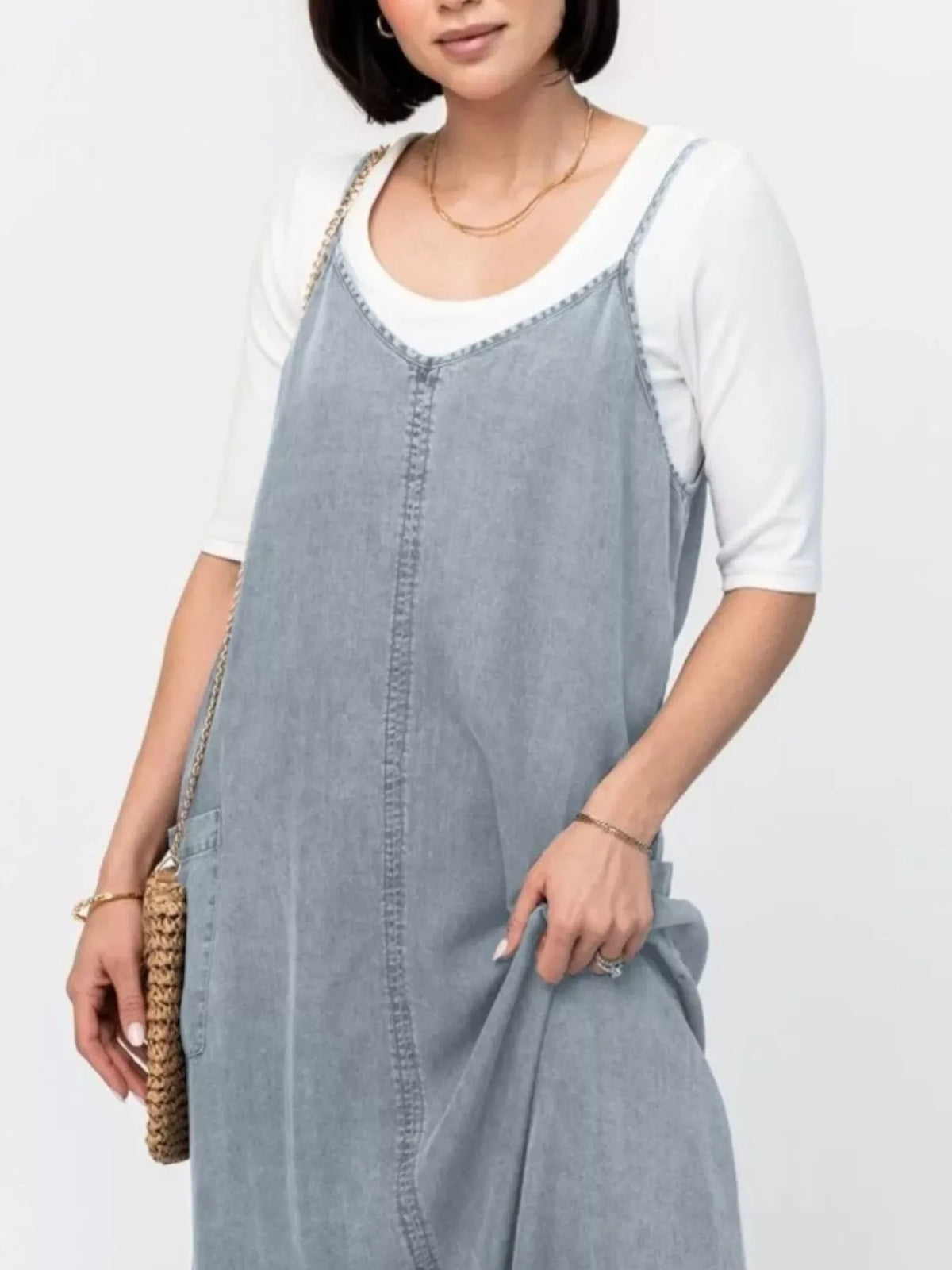 Washed Denim Cami Maxi Dress