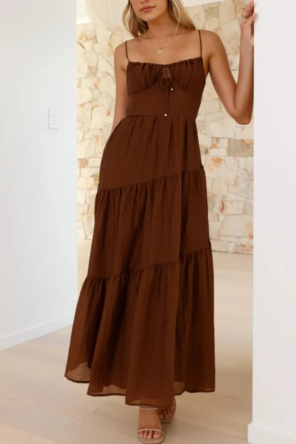 Ruched Smocked Back Cami Dress