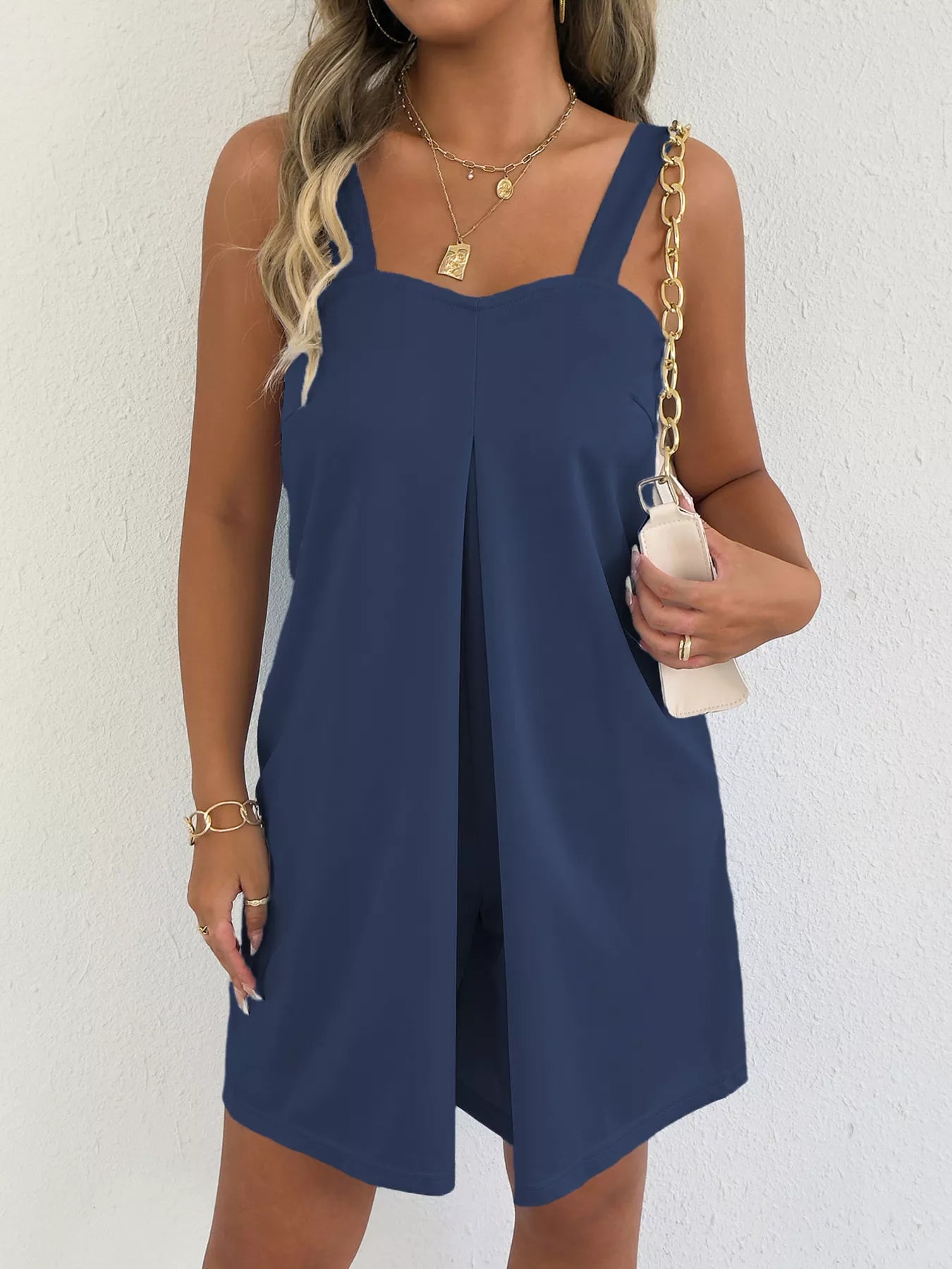 Sleeveless Romper with Side Pockets