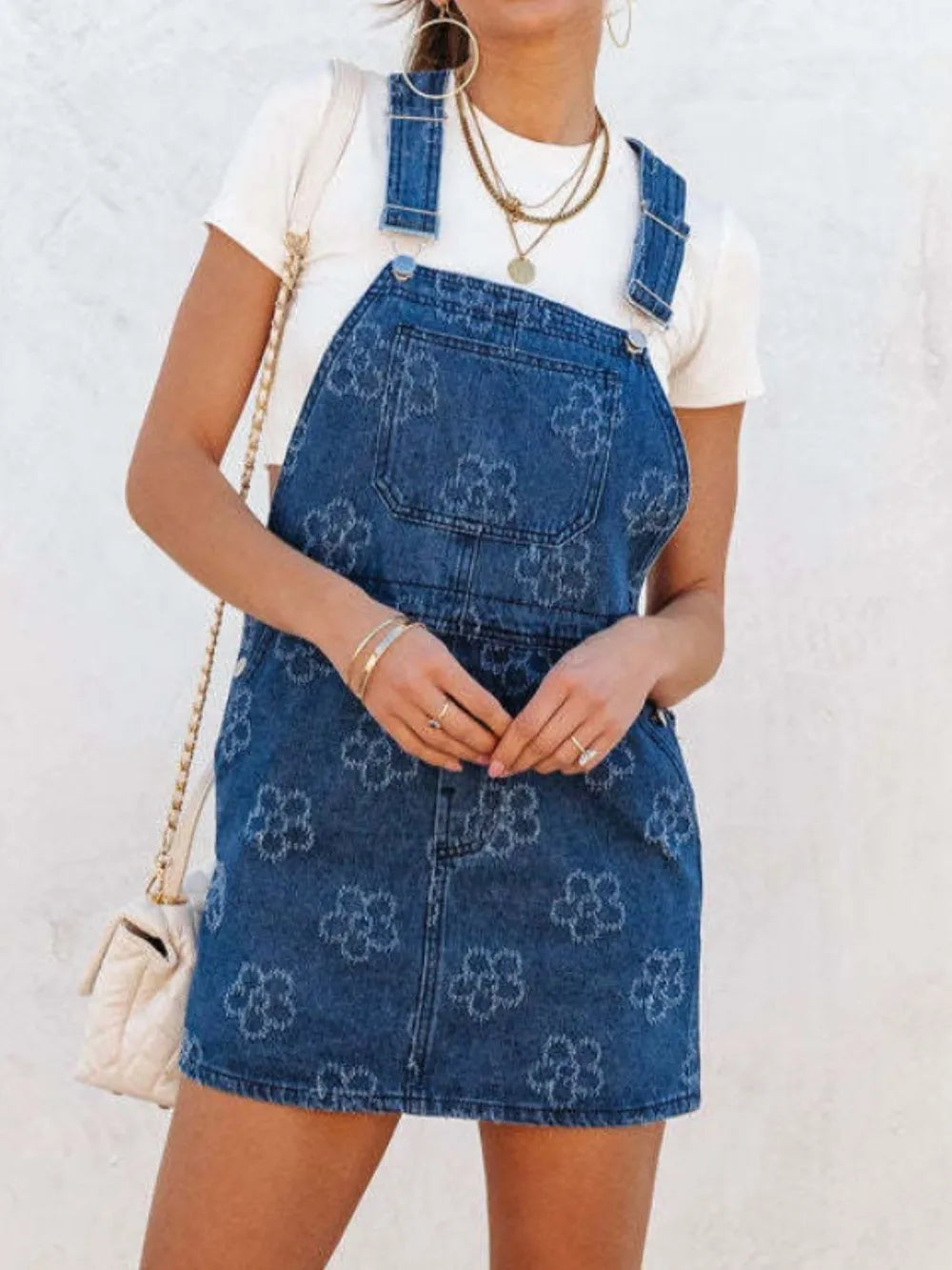 Wide Strap Denim Overall Dress in Peacock Blue in Peacock  Blue by Y.Y@Denim