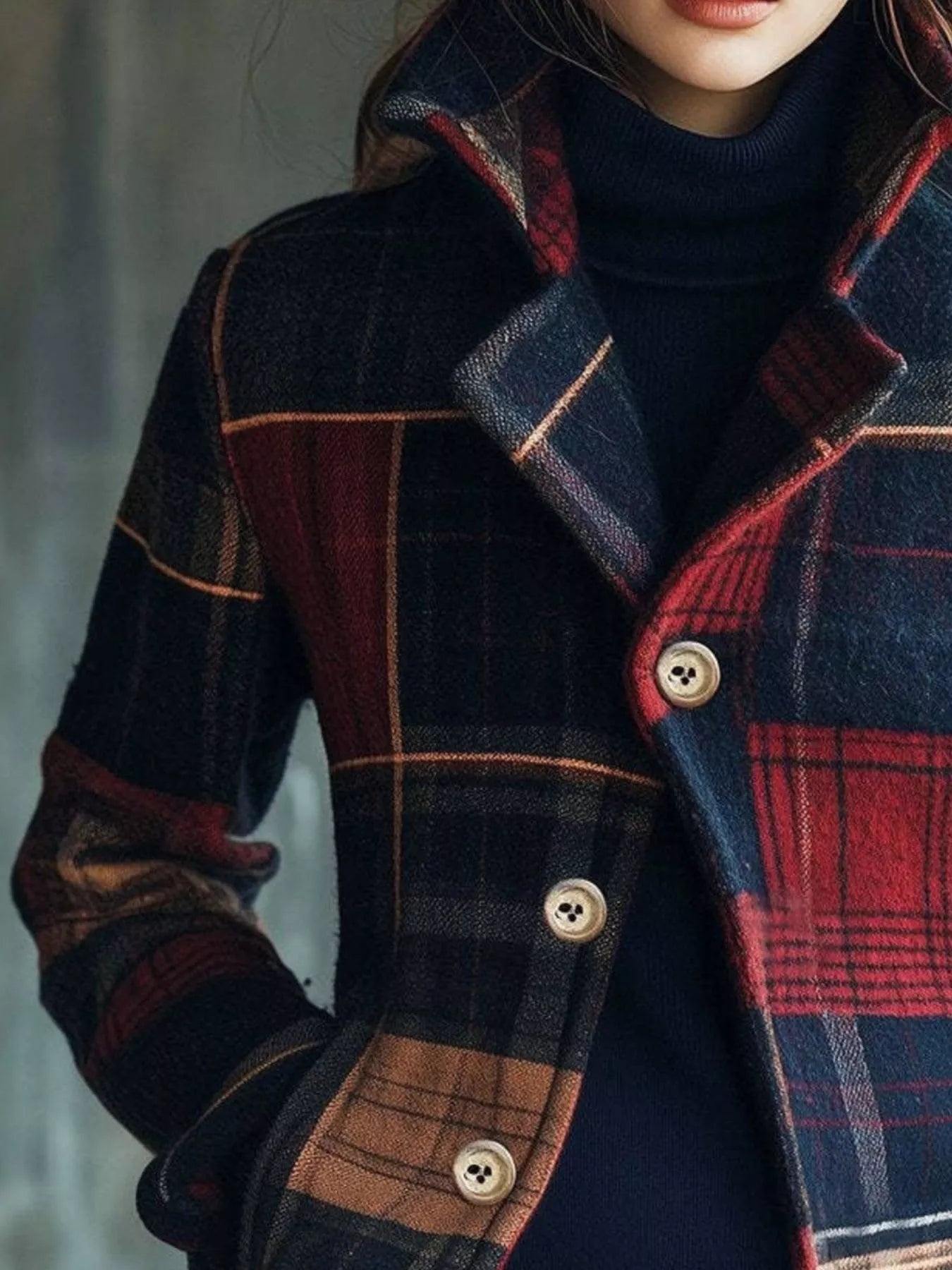 Plaid Button-Up Blazer