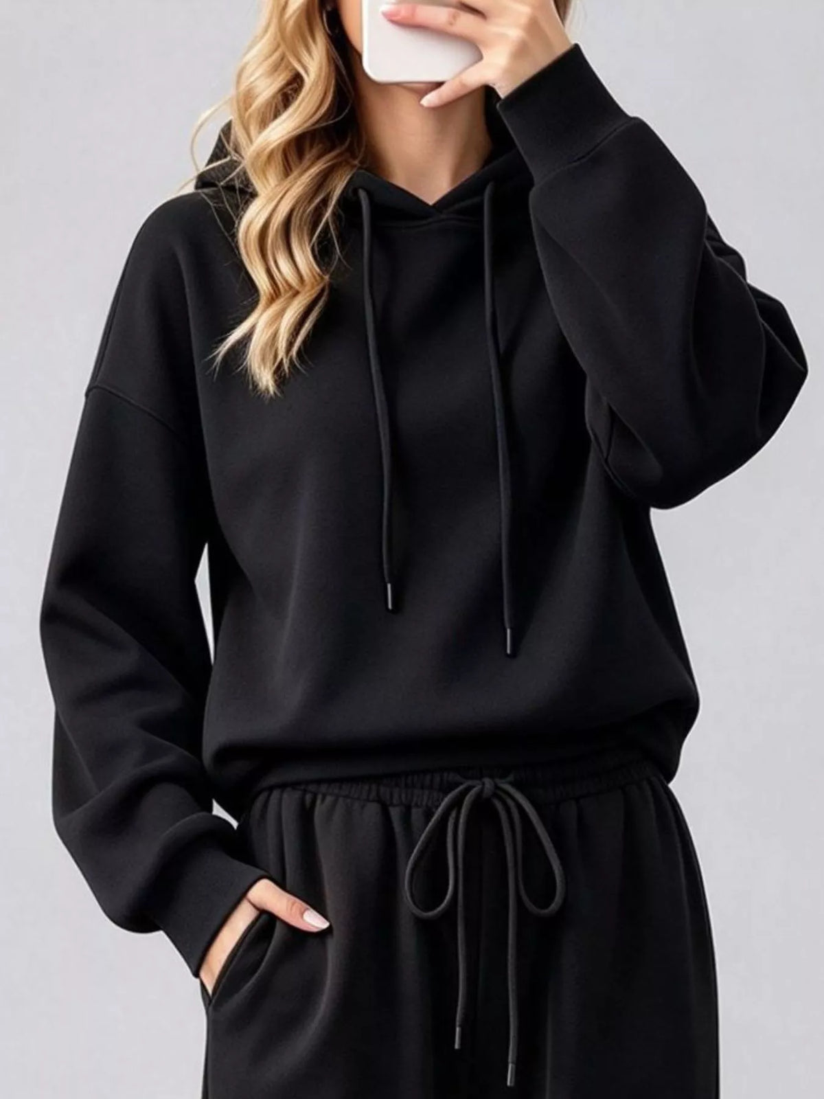 Dropped Shoulder Hoodie and Wide-Leg Pants Set