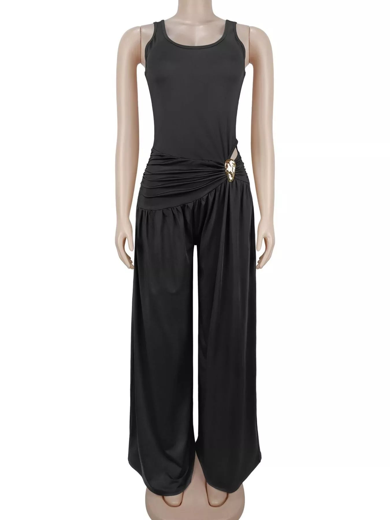 Cutout Sleeveless Wide-Leg Jumpsuit