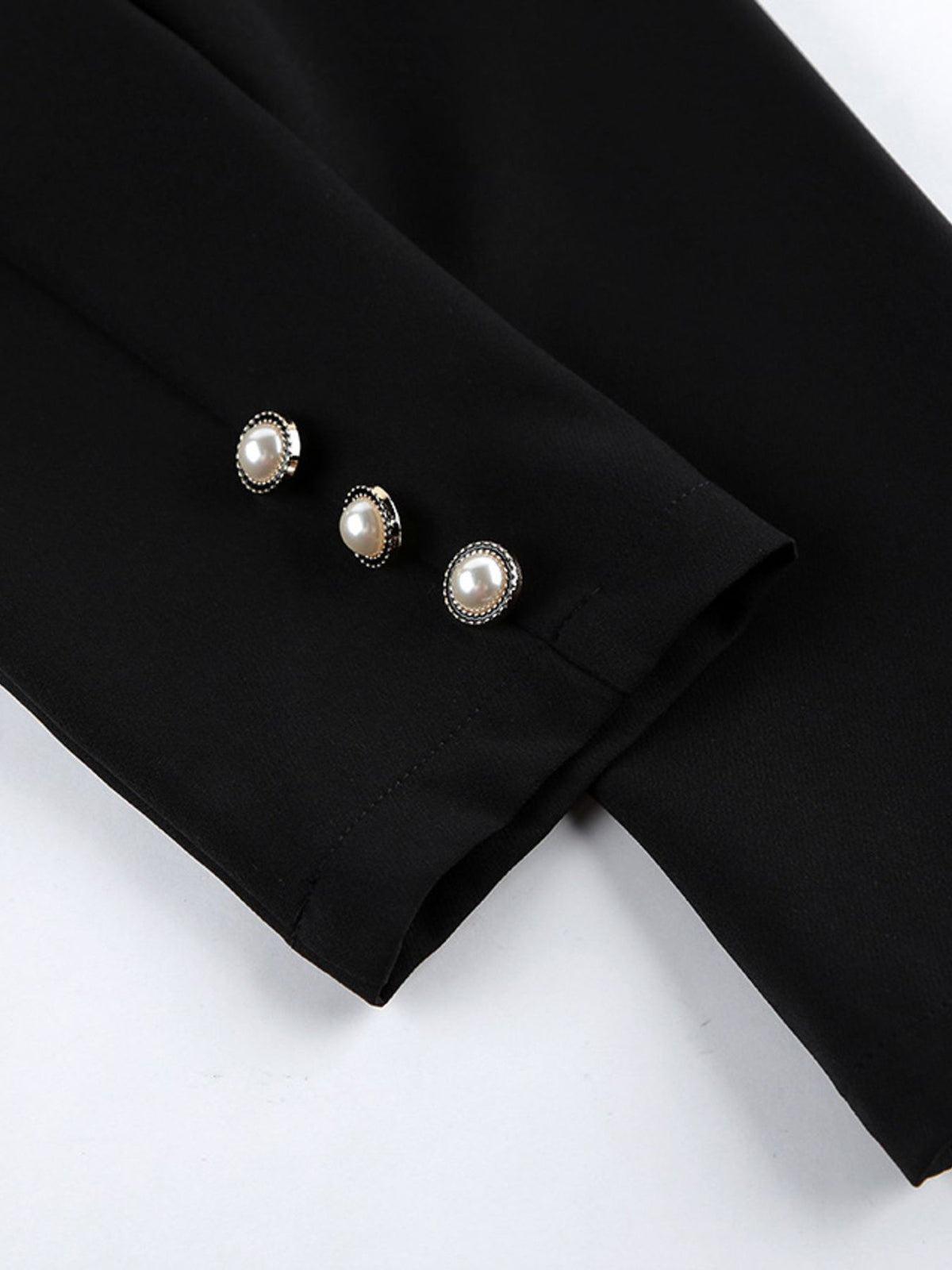 Ruched Surplice Long Sleeve Dress in Black