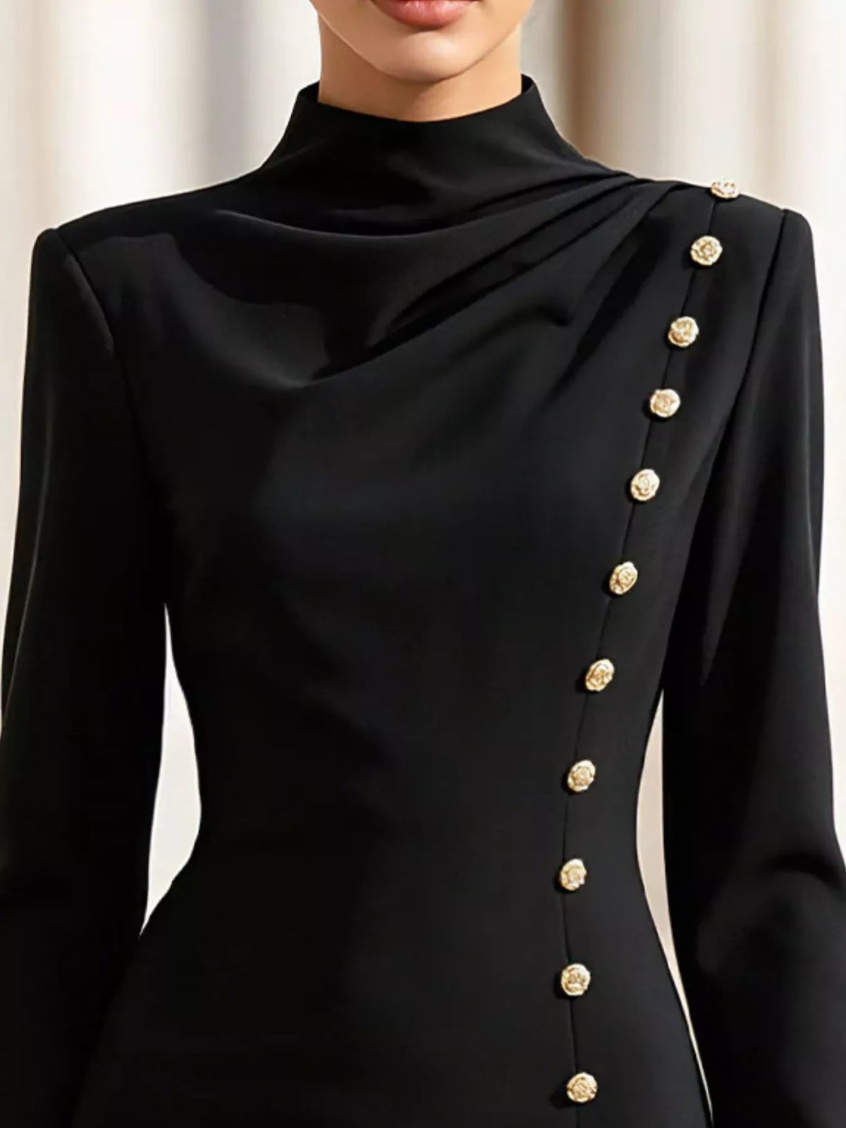 Mock Neck Long-Sleeve Bodycon Dress