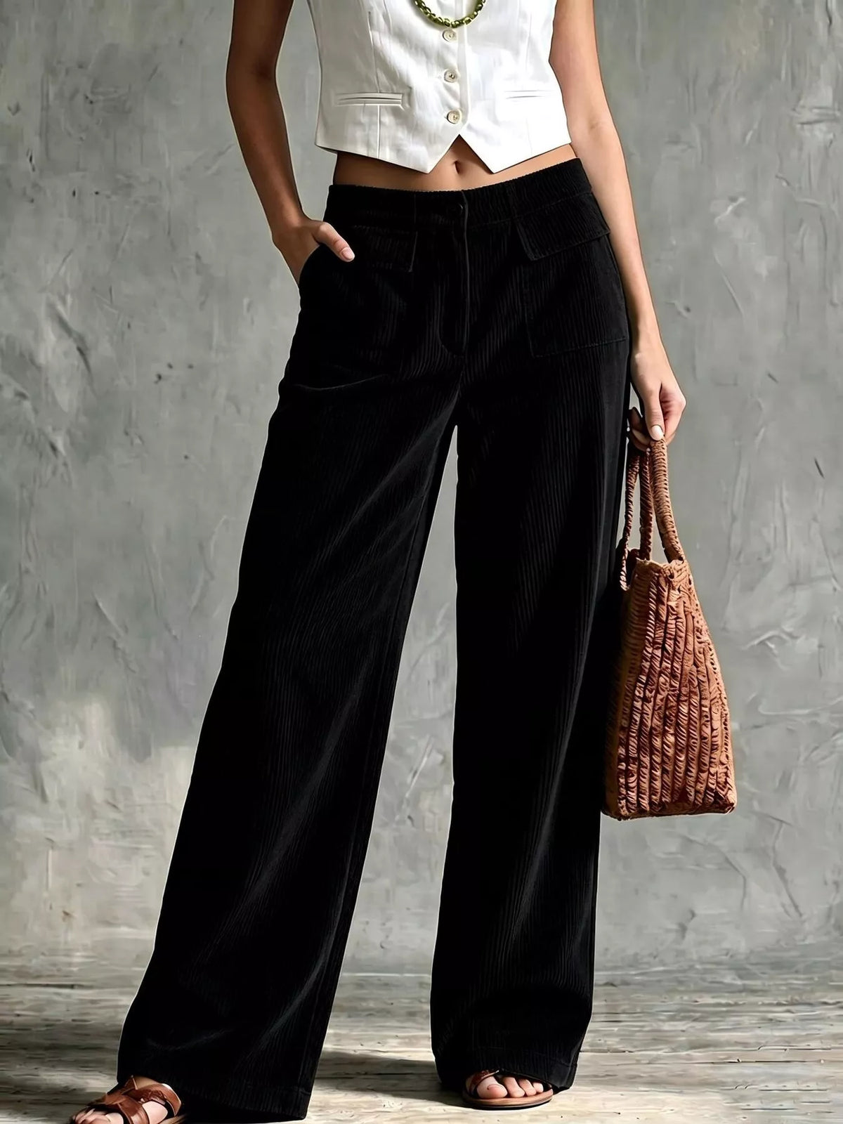 Wide-Leg Corduroy Pants