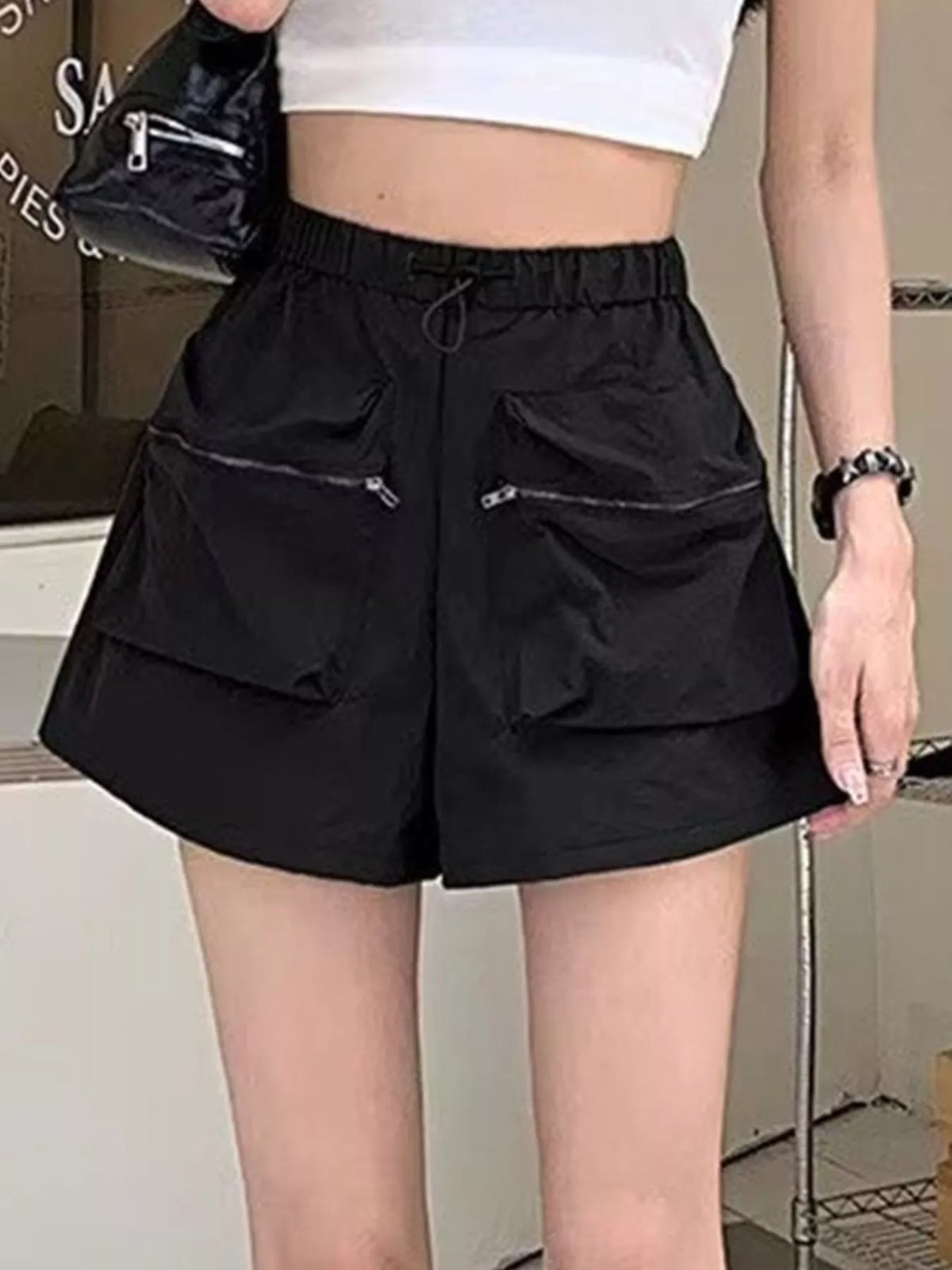 High Waist Cargo Shorts