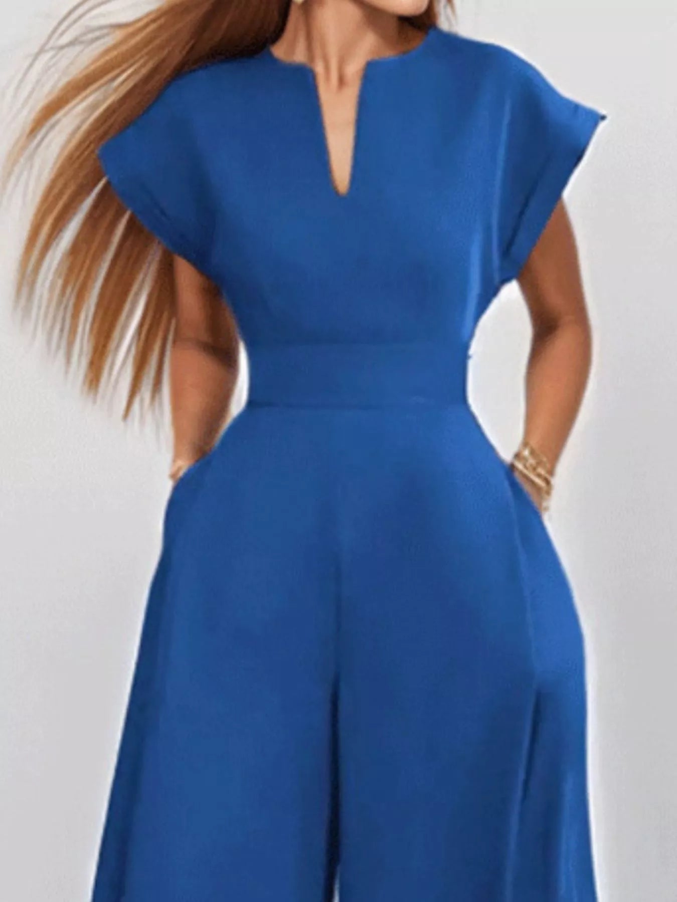 Notched Wide Leg Jumpsuit