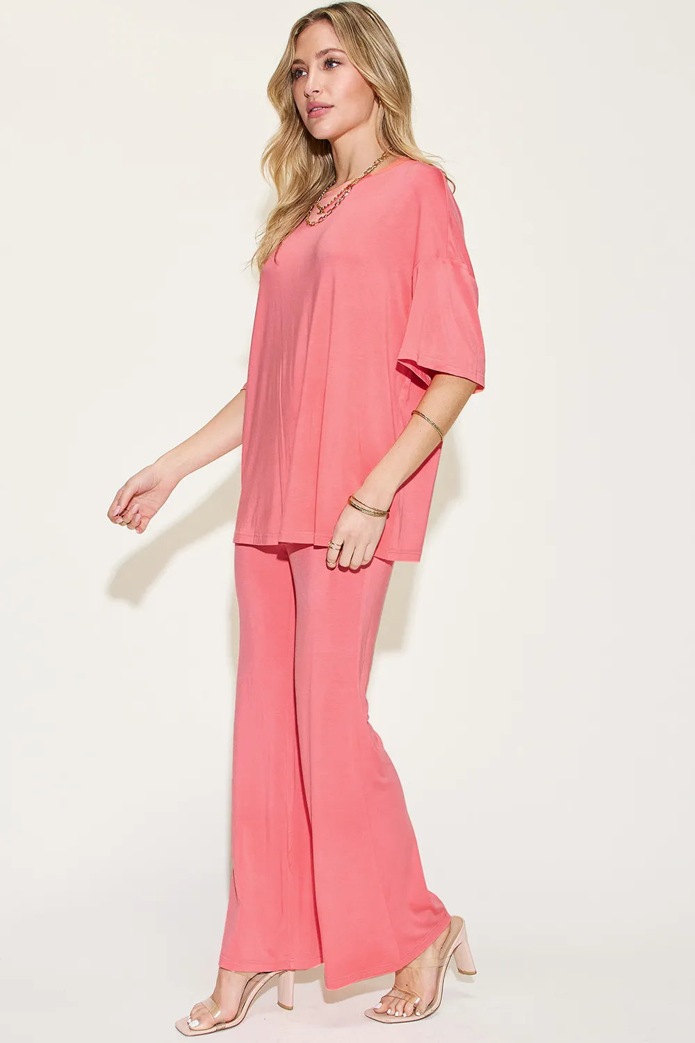Basic Bae Bamboo T-Shirt and Flare Pants Set