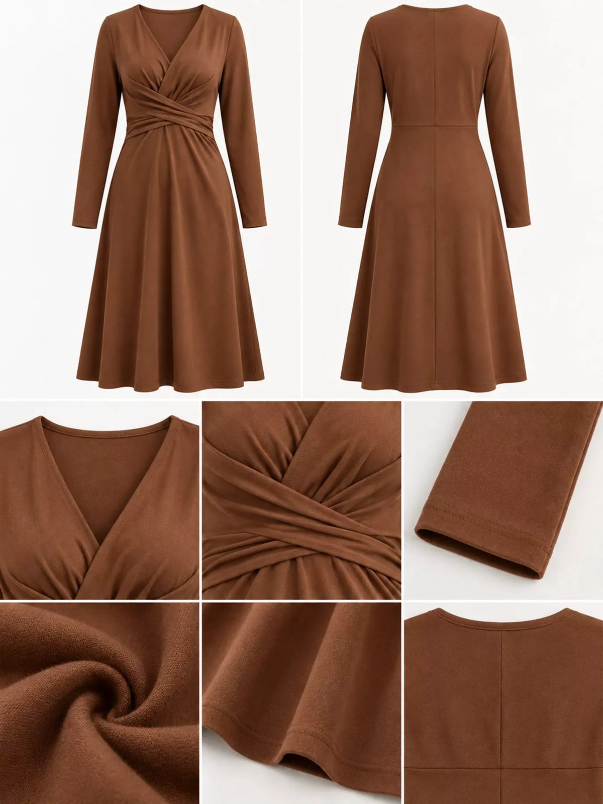 Crisscross Ruched Front Midi Dress