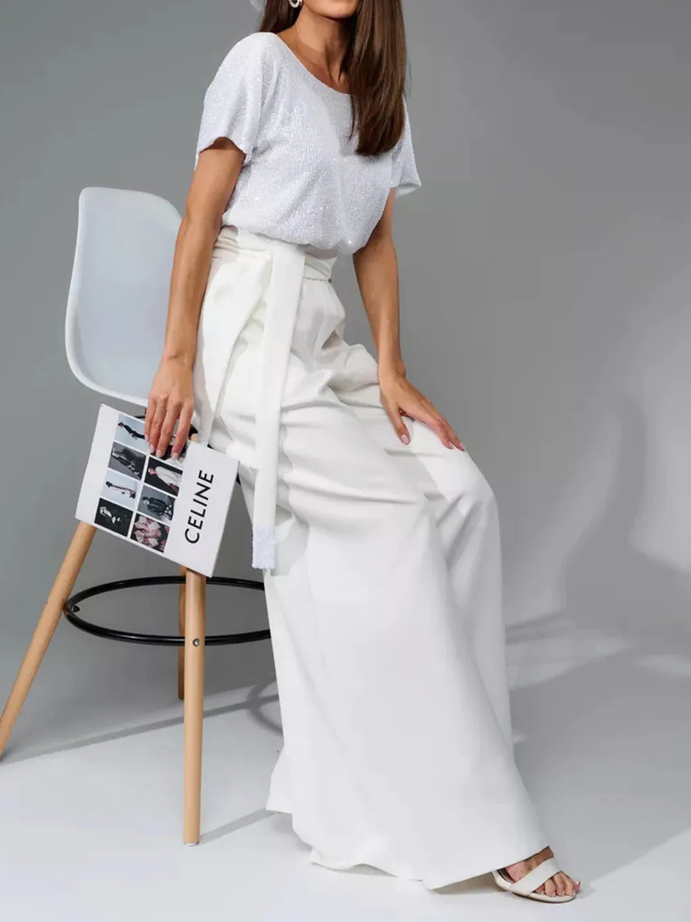 Sequin Round Neck Short Sleeve Jumpsuit, Plus Size
