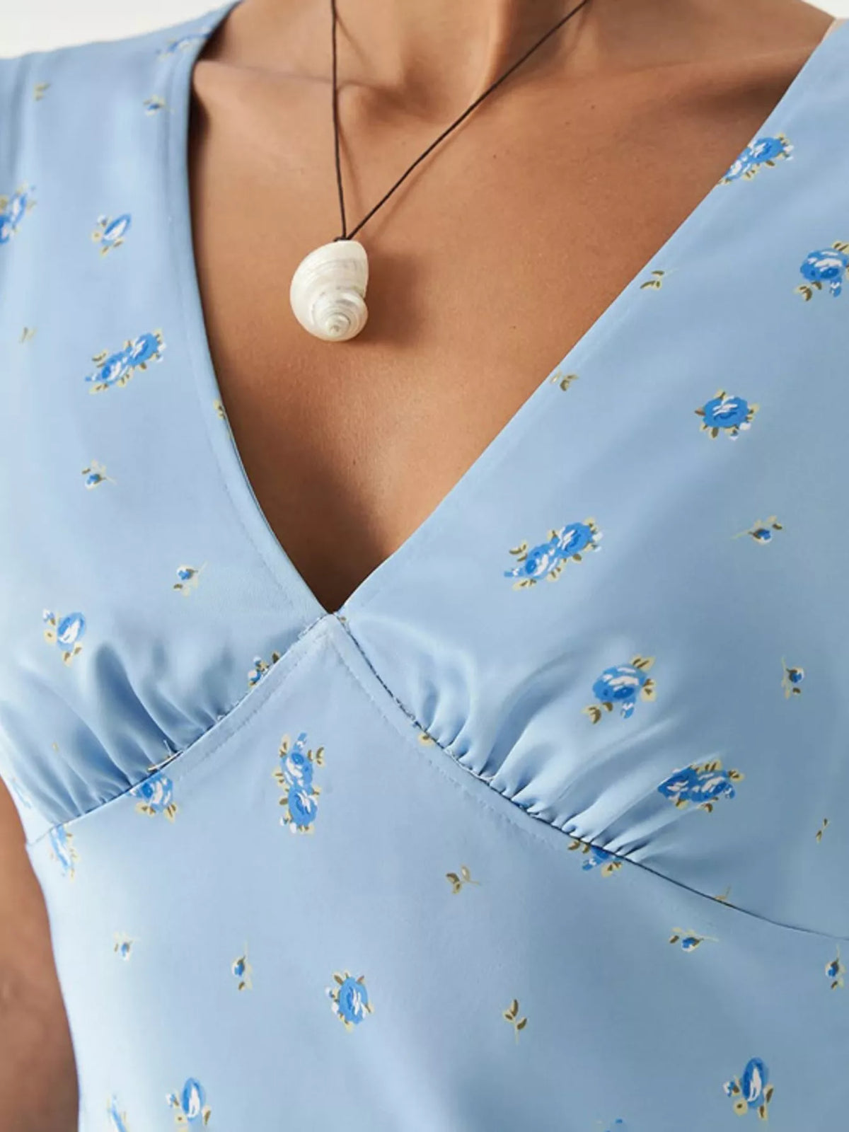 V-Neck Cap Sleeve Maxi Dress in Light Blue