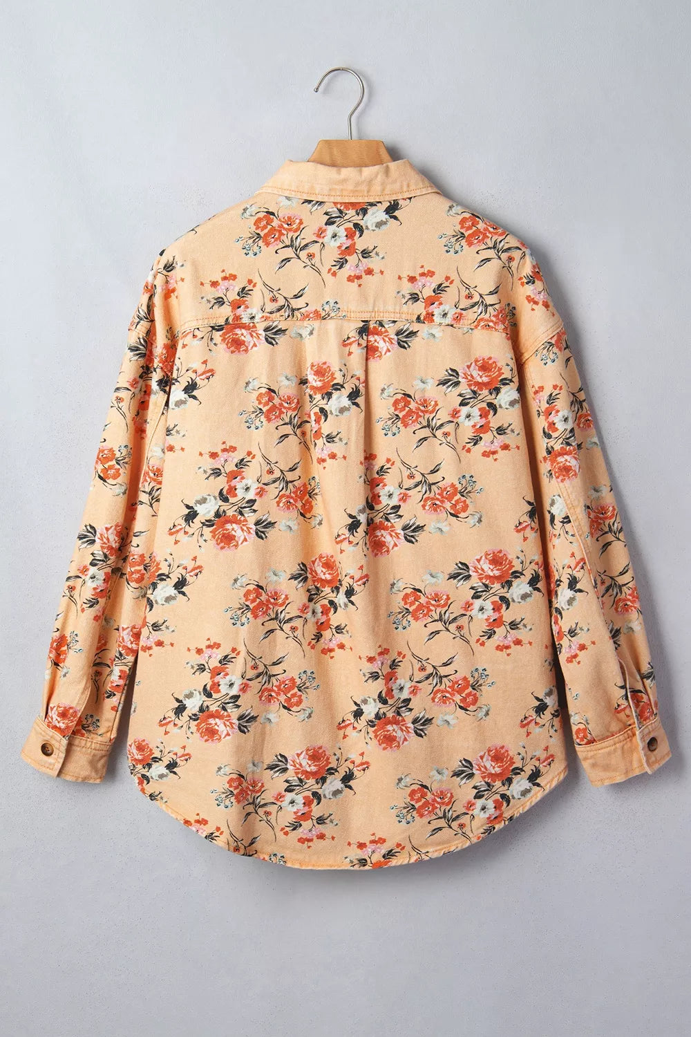 Floral Print Denim Jacket in Tan