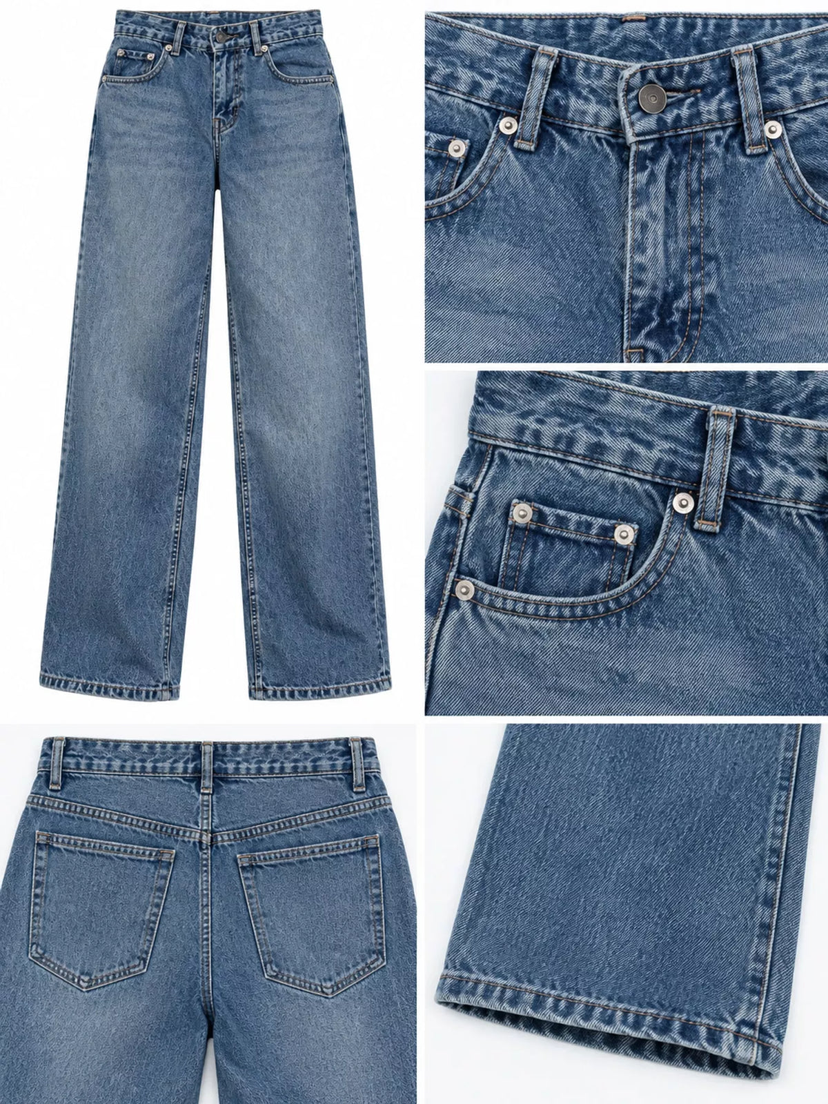 Wide-Leg Vintage Wash Jeans