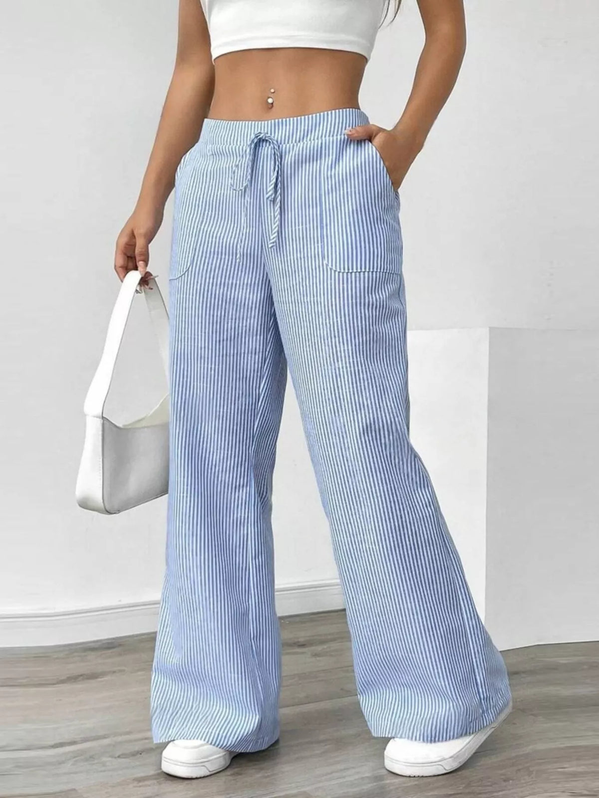 Striped Wide-Leg Pants