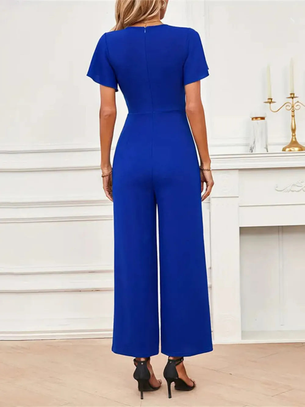 Flutter Sleeve V-Neck Jumpsuit