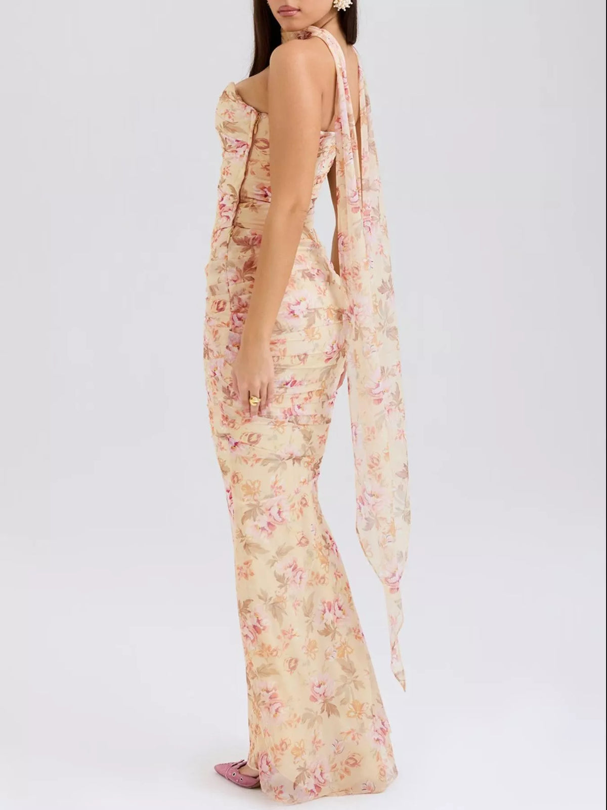 Ruched Tube Top and Maxi Skirt Set
