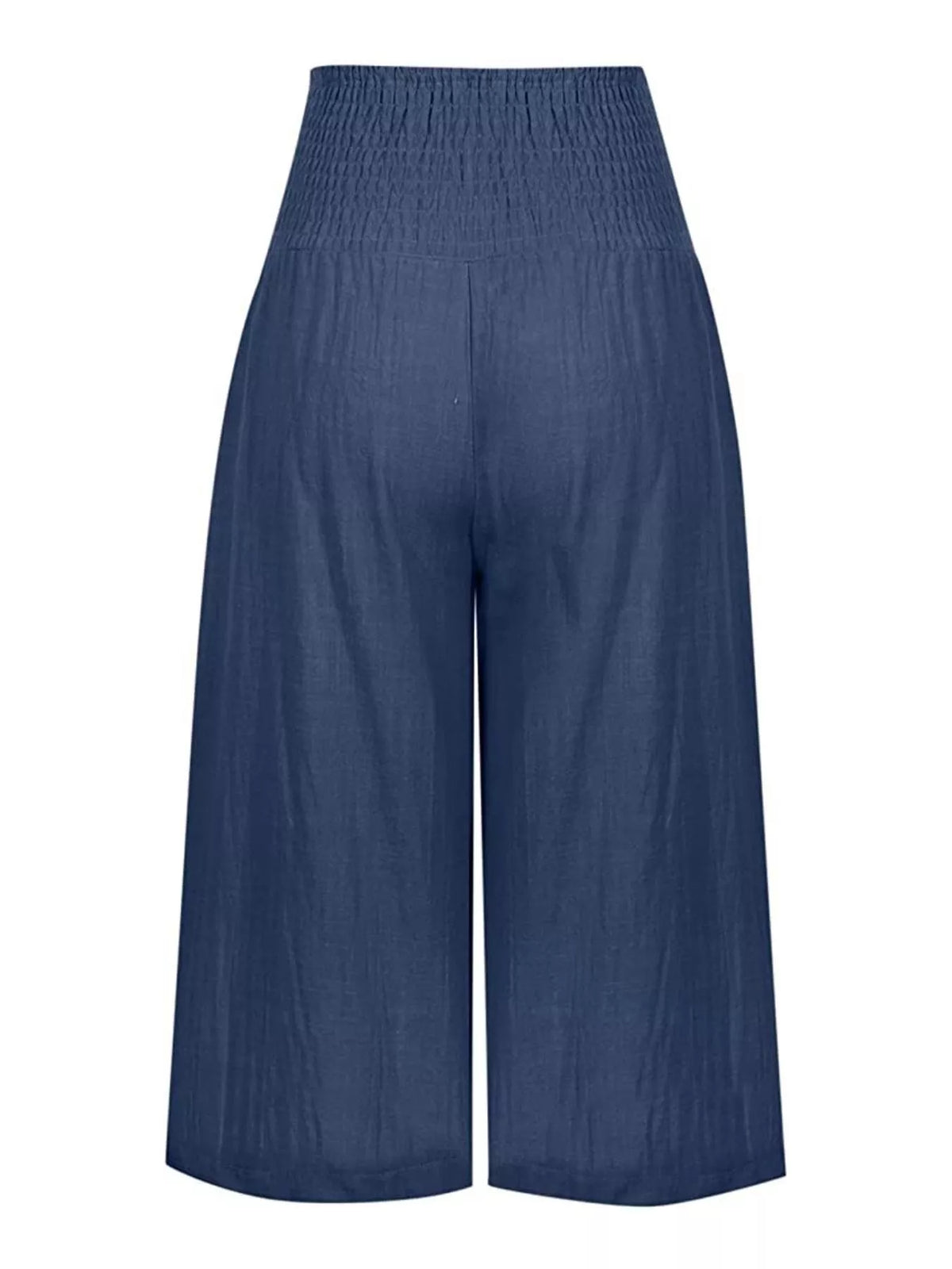 Smocked Wide-Leg Capri Pants