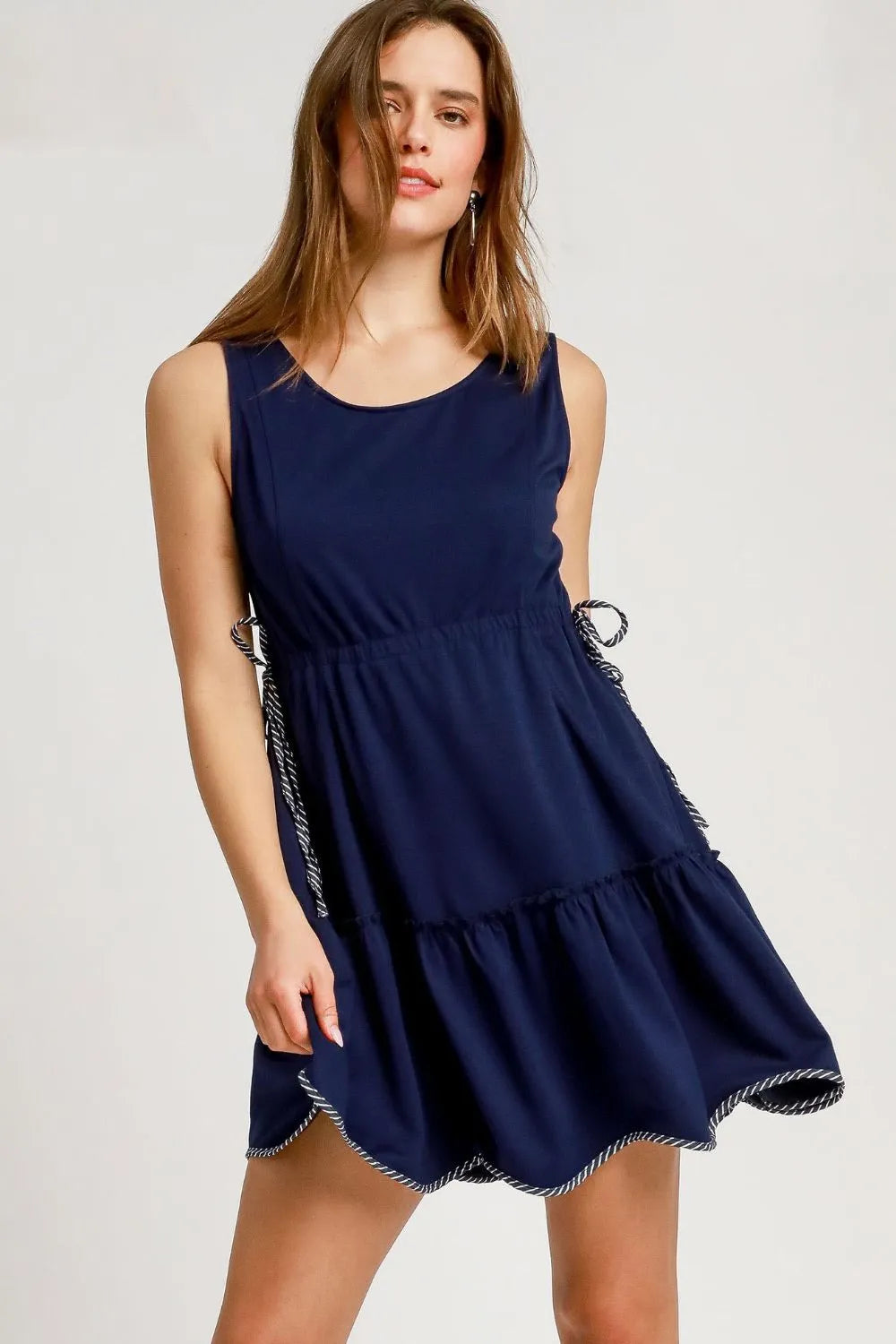 Umgee Ruffle-Hem Tank Dress in Dark Navy