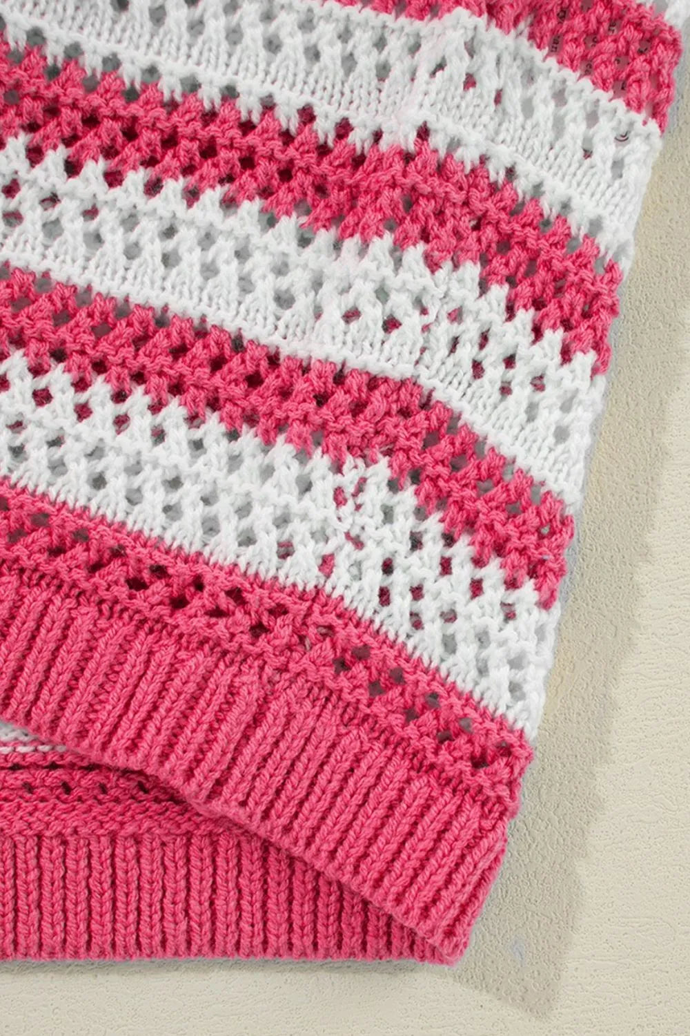 Striped Hollow-Knit Sleeveless Sweater Dress