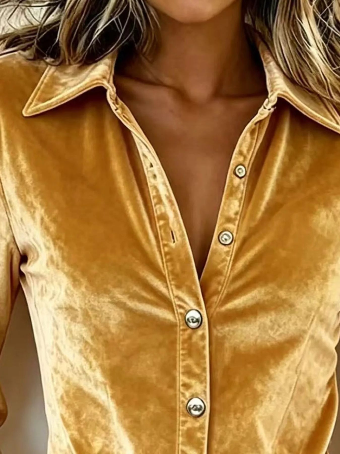 Button-Up Flounce Sleeve Shirt