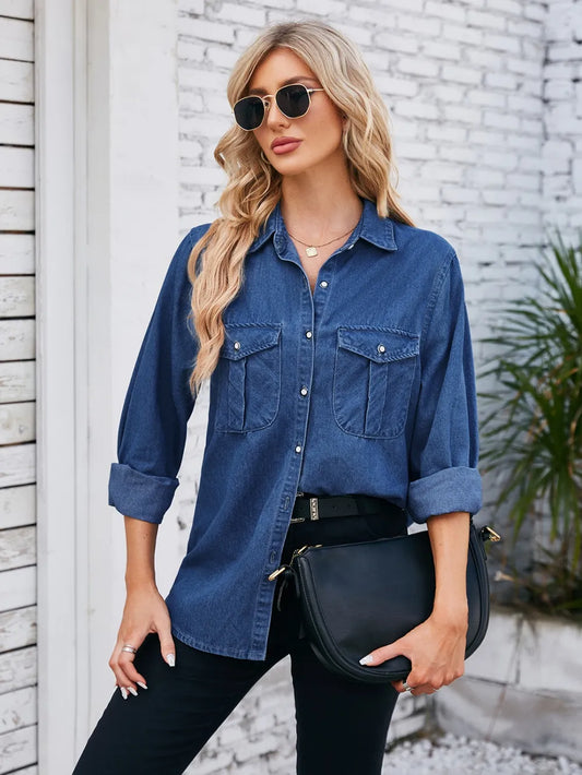 Collared Button-Up Denim Jacket by Manny