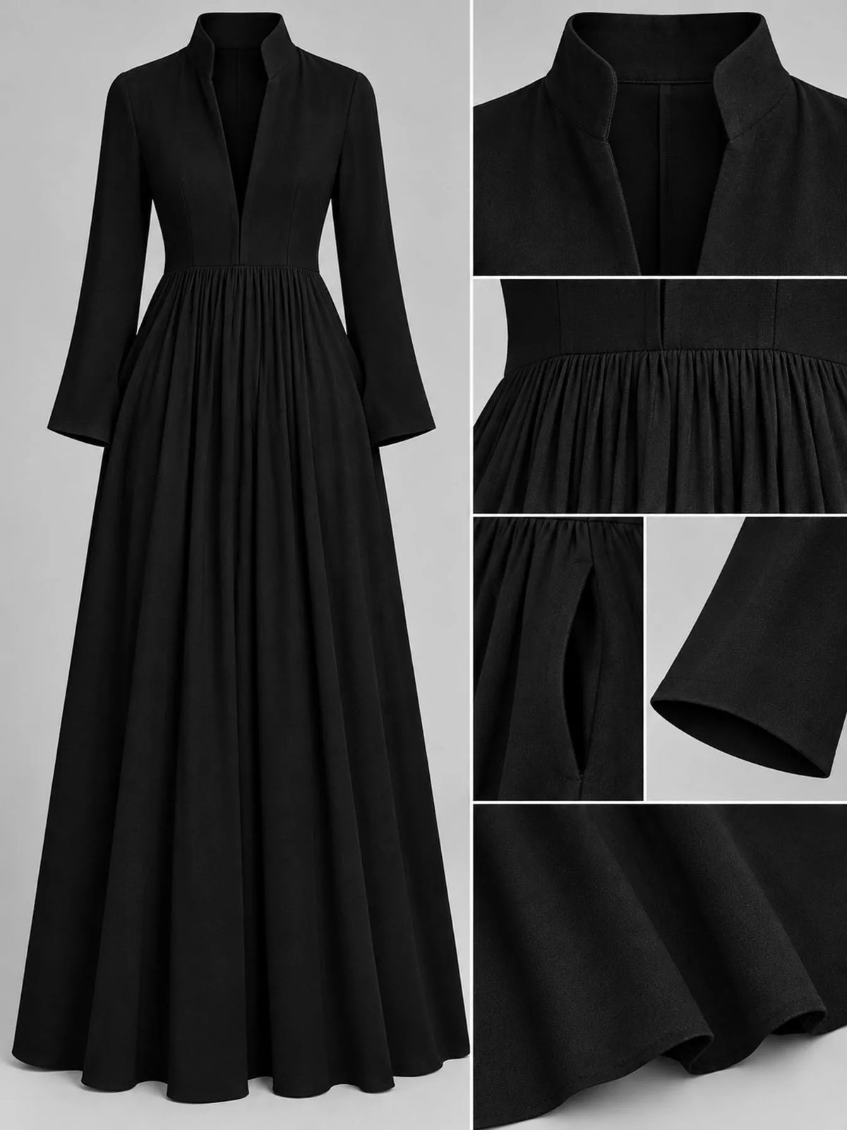 Long-Sleeve Button Front Maxi Dress