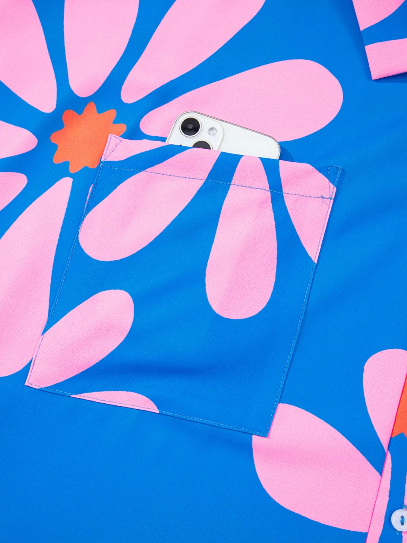 Flower Print Button Front Romper in Blue