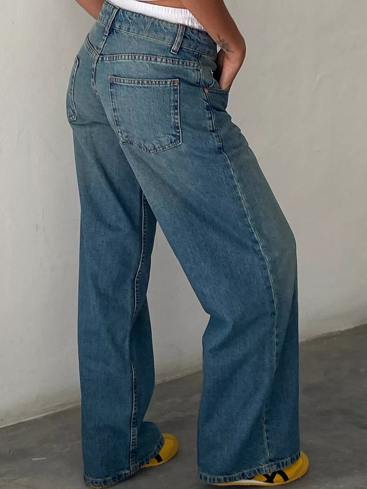 Wide-Leg Vintage Wash Jeans